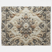 Gewatteerd Crème Grijs Sierlijk Arabesk Fleece Deken (Voorkant (Horizontaal))