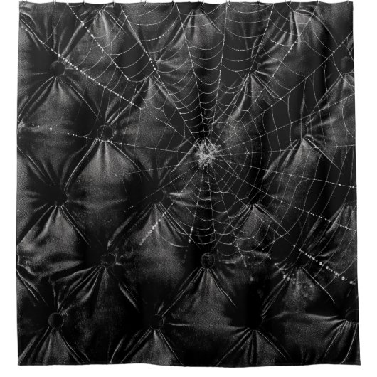 Gewatteerd fluweel met spinnenweb douchegordijn (Voorkant)