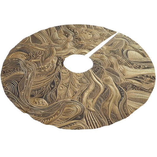Gewatteerd goud abstract ontwerp kerstboom rok (Gekanteld)