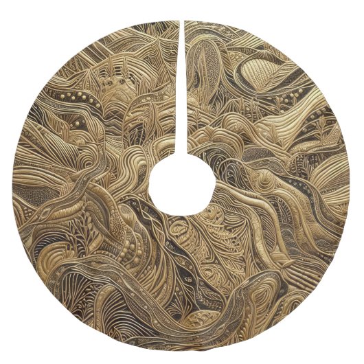 Gewatteerd goud abstract ontwerp kerstboom rok (Voorkant)