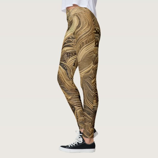 Gewatteerd goud abstract ontwerp leggings (Links)