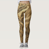 Gewatteerd goud abstract ontwerp leggings (Voorkant)