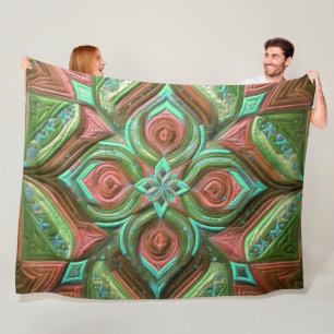 Gewatteerd groen en Roos abstract ontwerp Fleece Deken