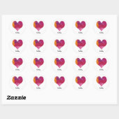 gewatteerd hart ronde sticker (Vel)