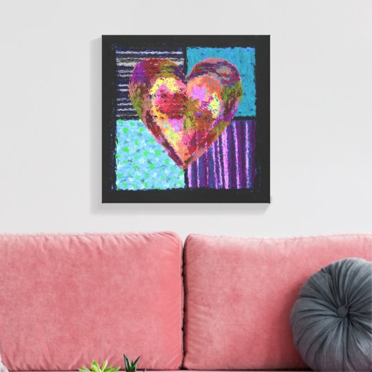 Gewatteerd hart verpakt Canvas (Insitu (Woonkamer))