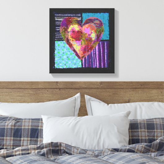 Gewatteerd hart verpakt Canvas (Insitu (Slaapkamer))