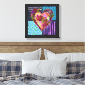 Gewatteerd hart verpakt Canvas Afdruk (Insitu (Slaapkamer))