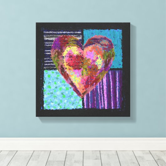 Gewatteerd hart verpakt Canvas Afdruk (Insitu (Houten vloer))