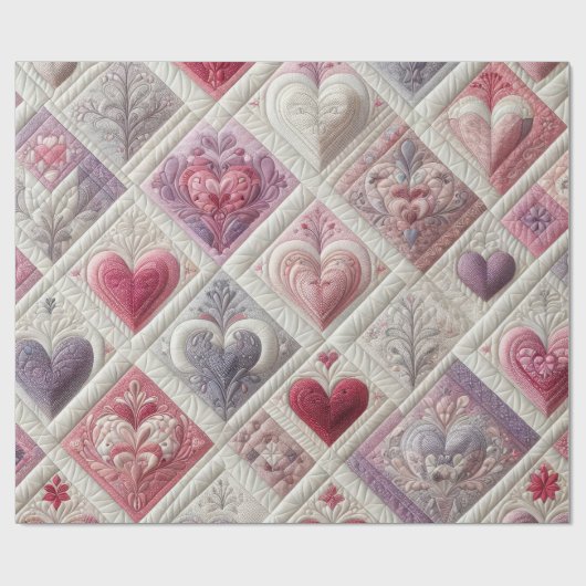 Gewatteerd hartontwerp cadeaupapier (Vlak)