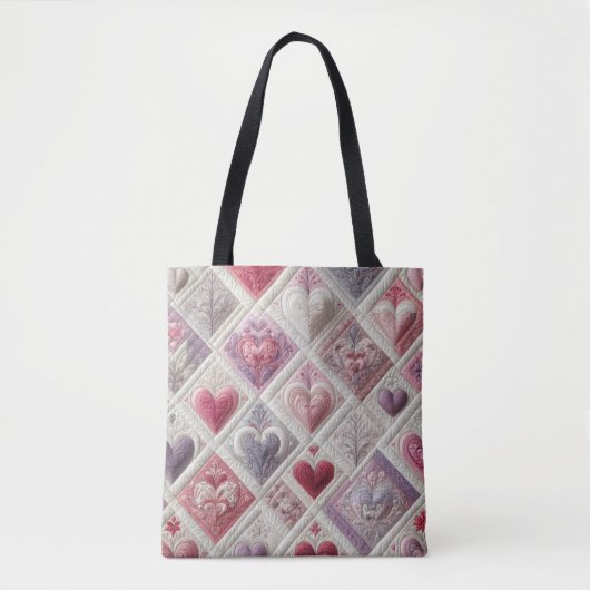 Gewatteerd hartontwerp tote bag (Voorkant)