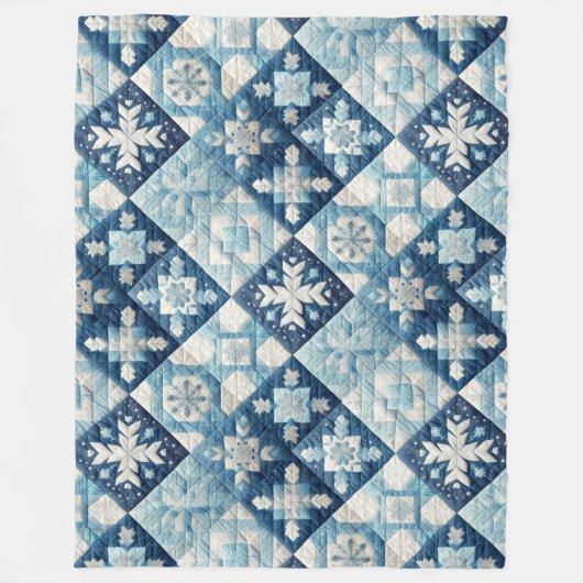 Gewatteerd Kerstontwerp Fleece Deken (Voorkant)