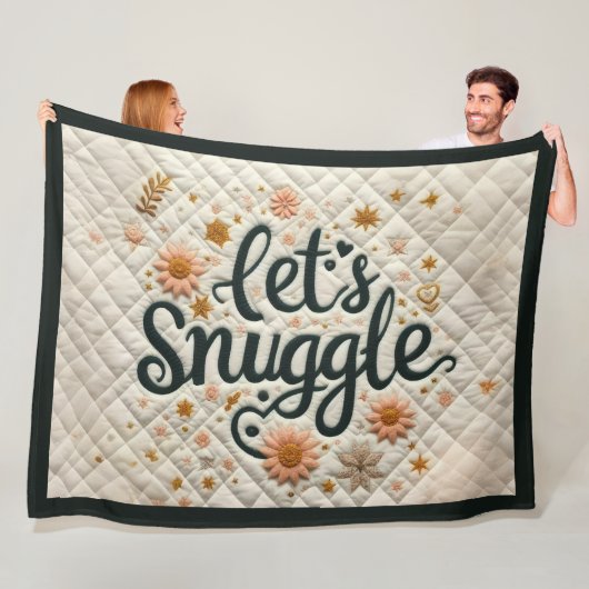 Gewatteerd Laten we knuffelen ontwerp Fleece Deken (In situ)