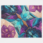 Gewatteerd Paarse Blauw Roze Abstract Design Fleece Deken (Voorkant (Horizontaal))