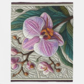 Gewatteerd Paarse Roze Orchidee Design Fleece Deken (Voorkant)