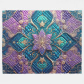 Gewatteerd Paarse turquoise blauw abstract ontwerp Fleece Deken (Voorkant (Horizontaal))