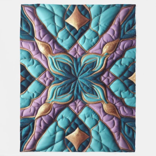Gewatteerd Paarse turquoise blauw abstract ontwerp Fleece Deken (Voorkant)