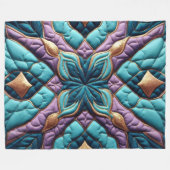 Gewatteerd Paarse turquoise blauw abstract ontwerp Fleece Deken (Voorkant (Horizontaal))