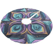Gewatteerd Paarse turquoise blauw abstract ontwerp Kerstboom Rok (Gekanteld)