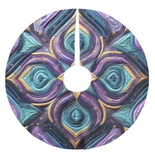 Gewatteerd Paarse turquoise blauw abstract ontwerp Kerstboom Rok (Voorkant)