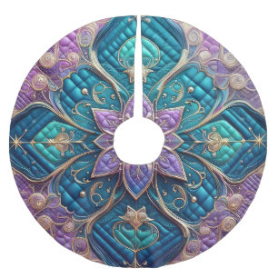 Gewatteerd Paarse turquoise blauw abstract ontwerp Kerstboom Rok