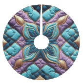 Gewatteerd Paarse turquoise blauw abstract ontwerp Kerstboom Rok (Voorkant)