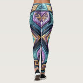 Gewatteerd Paarse turquoise blauw abstract ontwerp Leggings (Achterkant)