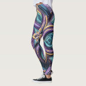 Gewatteerd Paarse turquoise blauw abstract ontwerp Leggings (Links)