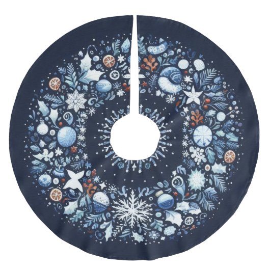 Gewatteerd Patroon Blauw en Wit Kerstmis Kerstboom Rok (Voorkant)