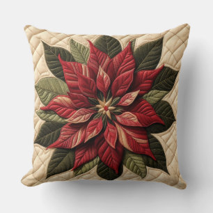 Gewatteerd patroon Poinsettia Crème Kussen