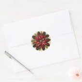 Gewatteerd patroon Poinsettia Crème Ronde Sticker (Envelop)