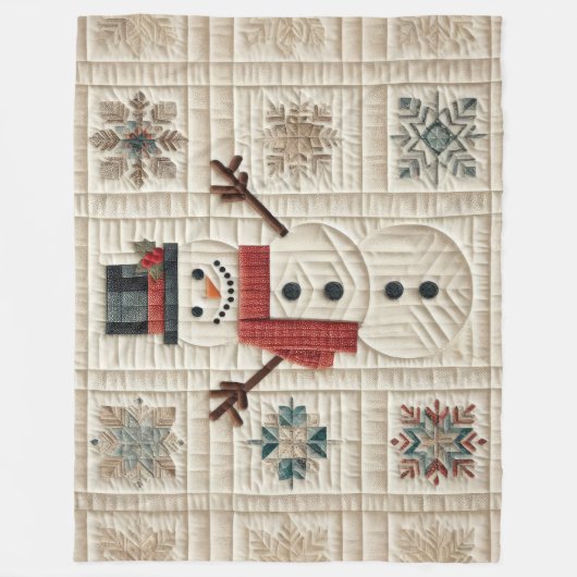 Gewatteerd patroon van Sneeuwman Fleece Deken (Voorkant)