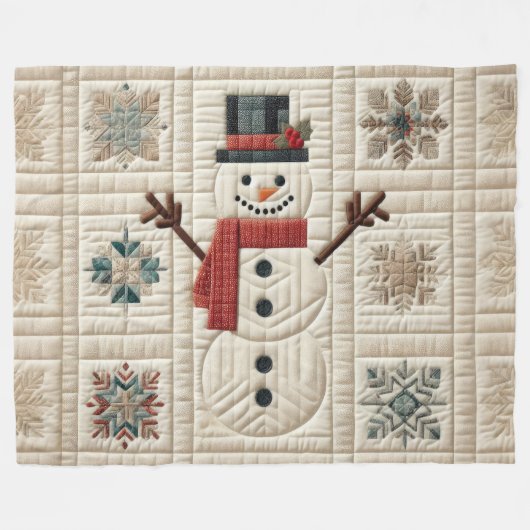 Gewatteerd patroon van Sneeuwman Fleece Deken (Voorkant (Horizontaal))