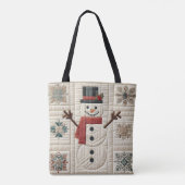 Gewatteerd patroon van Sneeuwman Tote Bag (Achterkant)