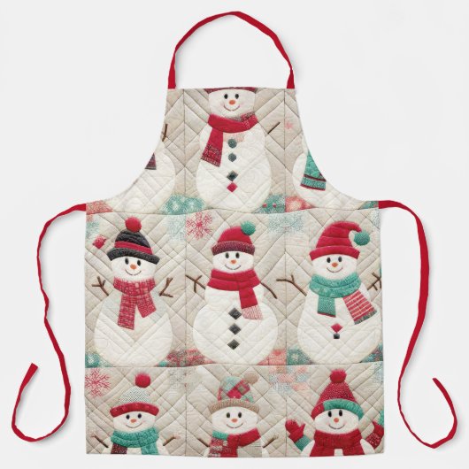 Gewatteerd patroon van sneeuwmannen schort (Voorkant)