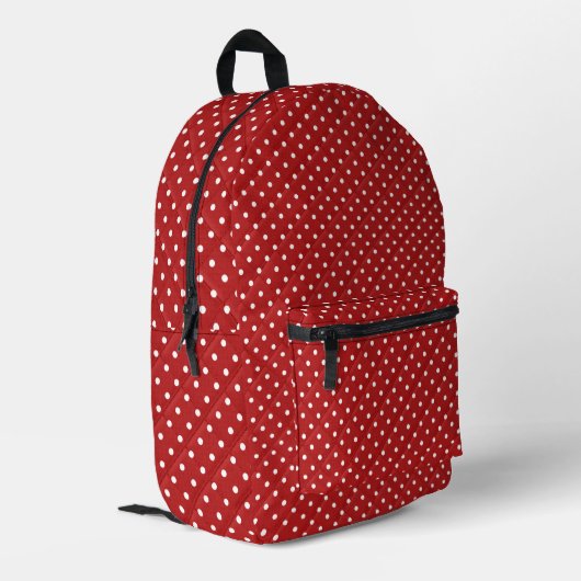 Gewatteerd Rood met Polka Dots Bedrukte Rugzak (Achterkant Hoek Links)