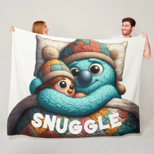 Gewatteerd Snuggle Doll Design Fleece Deken (In situ)