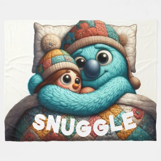 Gewatteerd Snuggle Doll Design Fleece Deken (Voorkant (Horizontaal))
