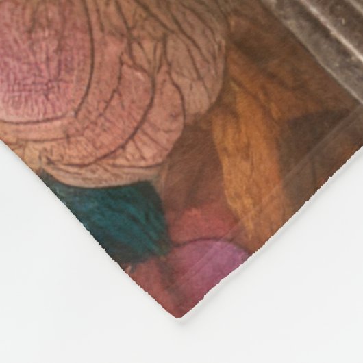 Gewatteerd wit paard en bloemen fleece deken (Hoek)