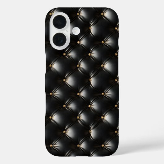 Gewatteerd zwart lederen patroon Case-Mate iPhone case (Achterkant)