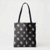 Gewatteerd zwart lederen patroon tote bag (Voorkant)