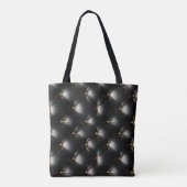 Gewatteerd zwart lederen patroon tote bag (Achterkant)