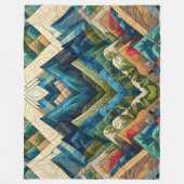 Gewatteerde Abstracte Berglandschaptekening Fleece Deken (Voorkant)