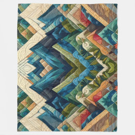 Gewatteerde Abstracte Berglandschaptekening Fleece Deken