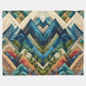 Gewatteerde Abstracte Berglandschaptekening Fleece Deken (Voorkant (Horizontaal))