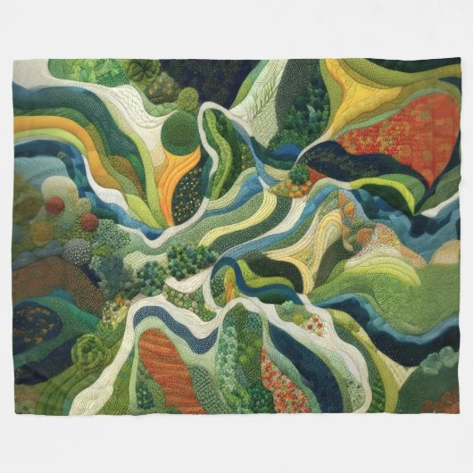 Gewatteerde abstracte design antenne topografie fleece deken (Voorkant (Horizontaal))