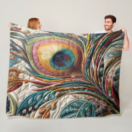 Gewatteerde Abstracte pauwenveer Fleece Deken