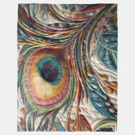 Gewatteerde Abstracte pauwenveer Fleece Deken