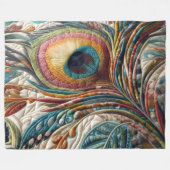 Gewatteerde Abstracte pauwenveer Fleece Deken (Voorkant (Horizontaal))