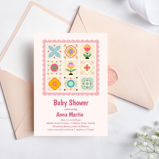 Gewatteerde babyshower uitnodiging