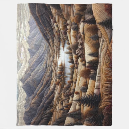 Gewatteerde berglandschap Scène Blauw Fleece Deken (Voorkant)